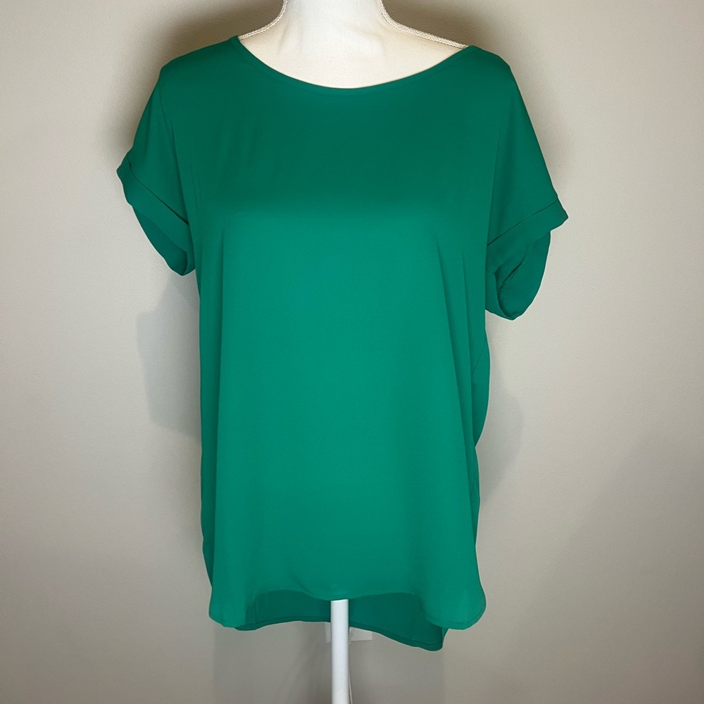 Pleione Kelly Green Dolman Sleeve Blouse Relaxed Fit